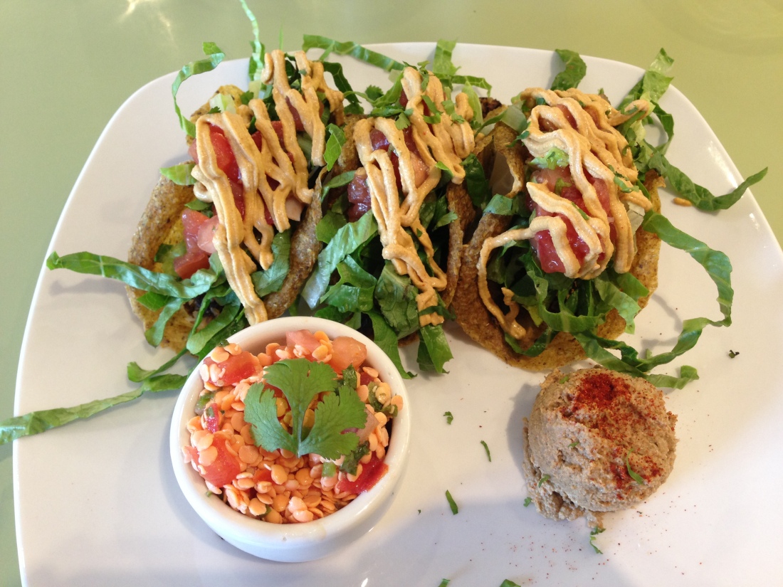 Raw Vegan Taco Plate with Sprouted Lentil Salad