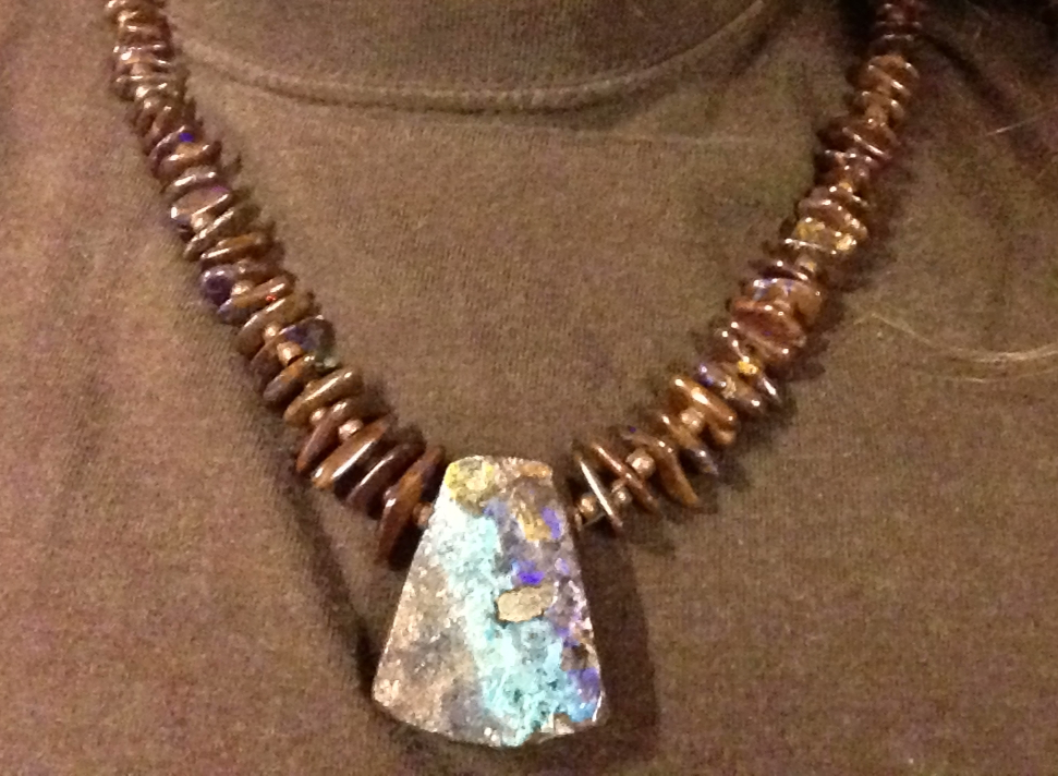 Chocolate Australian Boulder Opal and Copper Necklace